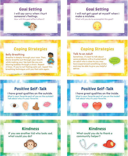 Really Good Stuff Social-Emotional Learning Conversation Cards for Home- Set of 18-Help Kids Learn and Discuss Feelings-Activities to Express Emotions