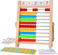 Wooden Abacus for Kids Math, Educational Counting Toy with Counting Sticks and Number Alphabet Cards, Preschool Learning Toys Gift for Boys Girls Age 3+ Years Old