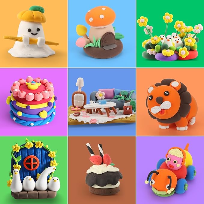 Air Dry Clay, Modelling Clay for Kids, 30 Colors DIY Molding Magic Clay for with Tools, Soft & Non-Sticky, Toys Gifts for Age 3 4 5 6 7 8+ Years Old Boys Girls Kids