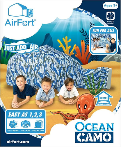 The Original AIR FORT Build A Fort in 30 Seconds, Inflatable Fort for Kids (Ocean Camo)