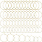 Pndeyo 60pcs Hypoallergenic Earring Beading Hoops, Mix Sizes Round Hoop Earrings Findings, Open Earring Wire Ring Accessories for Jewelry Making- Gold