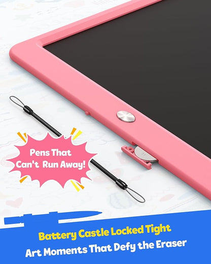 TEKFUN LCD Writing Tablet for Kids Girls Toys, 12 Inch Erasable Drawing Tablet Doodle Board Colorful Doodle Pad, Gifts for Toddlers Girls Adults (Pink)