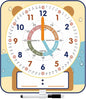 Large 12" Magnetic Writable Dry Erase Teaching Clock with Cute Style, Teaching Demonstration Clock for Kids Learning Practice Time for Home School Classroom Supplies (12" x11"-Beige)