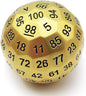 Bescon Solid Metal 100 Sided Dice, Game Dice D100, Giant Polyhedral Metal 100 Sides Dice 50MM in Diameter (1.97in), Matt Golden