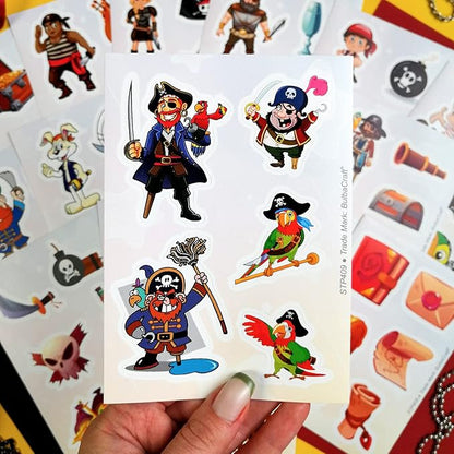 BulbaCraft 100Pcs Pirate Stickers, Skull and Crossbones Stickers, Pirate Party Favors, Gifts for Women & Men