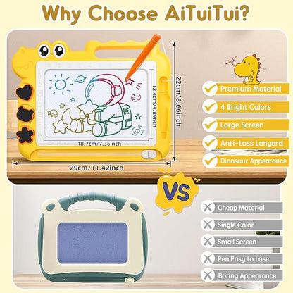 AiTuiTui Magnetic Drawing Board Toddler Toys Gift for Girls Boys, Color Sketch Writing Scribble Doodle Pad Travel Games, Educational Learning Kids Toys for Toddlers Birthday (Yellow)