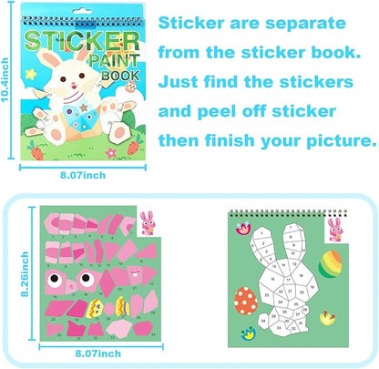 AEAHALY Easter Sticker Book Crafts for Kids Ages 4-8 Reusable Sticker Paint Books Basket Stuffer Gift Party Favors Include Bunny Egg Carrot Chick Gnome and More Designs Create Festival Atmosphere