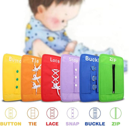 Learn to Tie Your Shoes Dressing Board Montessori Mobile Sensory Board Travel Therapist Life Skills Development Toy - Zip,Button,Snap,Buckle,Lace & Tie for Preschool Toddler 2-8 Years Old