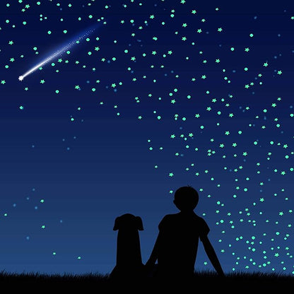 808 PCS Glow in The Dark Stars for Ceiling, Glowing Wall Decals Decor Stickers,(404 Pcs Green and 404 Sky Blue) 3D Adhesive Dots Decor Starry Sky Decor for Kids Bedroom or Birthday Gift