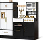 Interactive Wooden Play Kitchen for Kids 3+ Realistic Stove Sounds & Ice Maker Pretend Playset with 12 Kitchen Accessories Montessori Toy