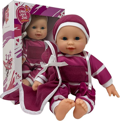 The New York Doll Collection 11 inch Soft Body Baby Doll in Gift Box - 11" Doll Toy for Kids, Boys, Girls and Toddlers - Baby Doll Pacifier Accessory Included (Purple)