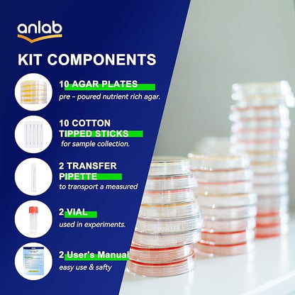 Nutrient Agar Petri Dishes Science Project Kit | Pre-Poured Agar Plates and Cotton Swabs for Science Experiments | Bacteria Science Kit - Sealed Separately (Items of 30)