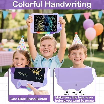 Unicorn Toys LCD Writing Tablet for Girls Kids,Colorful Toddler Drawing Tablet for Educational Baby Girl, Doodle Board Pad Toy for 3 4 5 6-12 Years Old Kid Birthday Party School, 8.5 Inch Purple