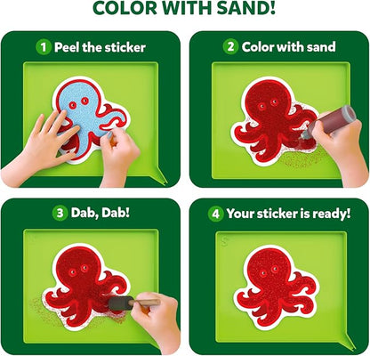 Skillmatics Sand Art Activity - Mess-Controlled DIY Animal Craft Kit with 50+ Colorful Stickers, Creative Arts & Crafts for Kids, Fun Hands-On Activity, Christmas Gifts for Ages 4, 5, 6, 7, 8, 9, 10
