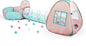 3 in 1 Pop Up Kids Play Tent with Tunnel and Ball Pit for Kids, Boys, Girls, Babies and Toddlers, Indoor/Outdoor Playhouse,Orange Pink/Light Green