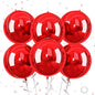 Red Giant 4D Foil Balloons, 6Pcs Large Metallic Round Balloons, 22 Inch Big Round Foil Balloon for Red Birthday Party Baby Shower Wedding Decorations