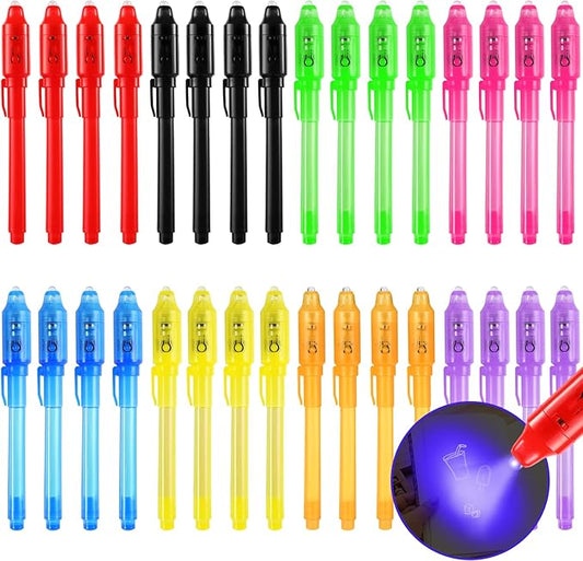 32Pcs Invisible Ink Pen, Spy Pen with UV Light for Kids Magic Party Favors, Magic Pens for Kid Writing Secret Message, Goodies Bags Toy, Kids Party Favors, Class Gift