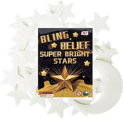 Glow in The Dark Stars for Ceiling,45Stars & 1Moon,Glow in The Dark Stars,Luminous Star and Moon Wall Stickers,Star Stickers for Bedroom Decor, Birthday Gifts（Green）