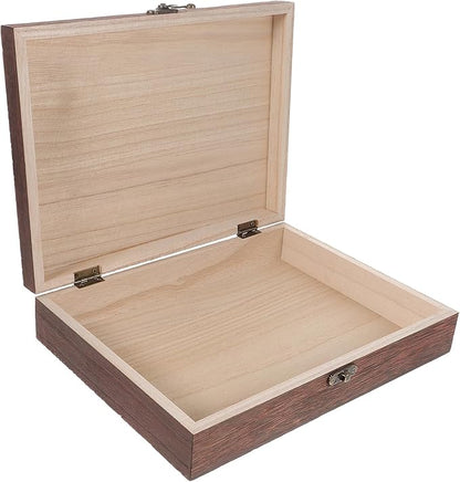 Wooden Storage Box Vintage Storage Container Wooden Keepsake Trinket Rustic Jewelry Box 10.23 X 7.87 X 2.36 Inches Brown