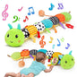Baby Sensory Toy 0-6 Month Music Animal Stuffed Plush Caterpillar Toy for Infant 0-3-6 Month Tummy Time with Baby Mirror Crinkle Rattle for 6-12 Month Carseat Toys for Newborn Boys Girls Shower Gifts