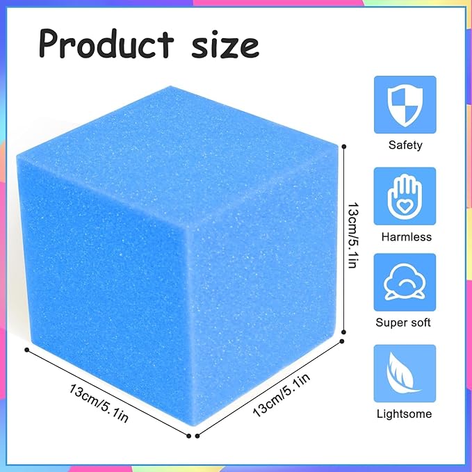 TRENDBOX 24PCS 5" x 5" x 5" Foam Pit Blocks Sponge Cubes Foam Pit Cubes Sponge Blocks for Amusement Park, Gymnastics, Freerunning and Parkour Courses - Dark Blue (New)