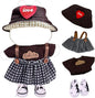 Clothes for 17cm Doll (Clothes Only) – 4-Piece Set with Brown Hat, T-Shirt, Dress, and Canvas Shoes for a Cute and Stylish Look – Fashion Handmade Accessories for 17cm Doll