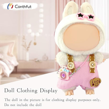 Doll Clothes,17cm/15cm Dolls Outfit Set,Accessories for Dolls,Stylish Clothes Set for Dress Up (No Doll) (Pink Overalls Suit 02)