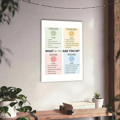 BFXLMKI Zones of Regulation Poster Classroom Decor Feelings Chart Classroom Posters ADHD Self-Regulation Coping Skills Printable School Counselor 05 Unframe-style 24x36inch(60x90cm)