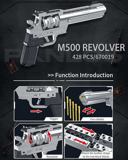 1:1 Revolver Building Blocks Gun Sets - 428 PCS Model Guns Collection Toy Building Bricks Sniper Set Shootable - Simulation Militarily Toy Lovers for Kids and Adults Gift