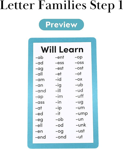 250 Phonics Words - Step 1 - Short Vowels | Learn to Read Kinder/1st Grade | Ages 5-7 | Brainstrong Letter Families Premium 50 Flashcards