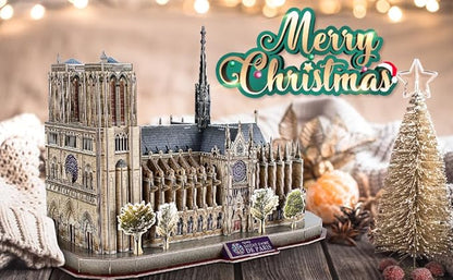 CubicFun 3D Puzzles for Adults Notre Dame de Paris Model Kits 128 Pieces, Puzzle for Kids Ages 8-14 Arts and Crafts Birthday Gifts for Kid Ages 8-12