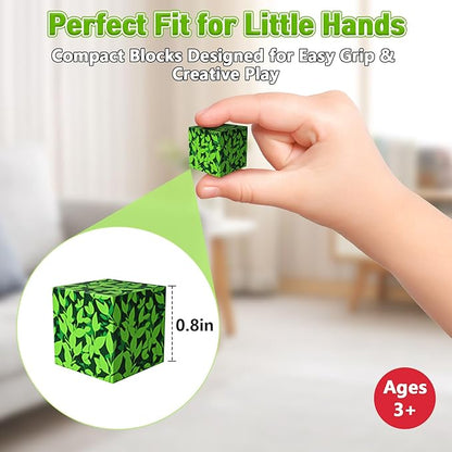70PCS Magnetic Building Blocks Travel Toys for Kids Ages 4-8, Forest Portal Mini Magnetic Blocks with Iron Case, Portable Magnet Cubes STEM Learning Set for Toddler Boys Girls Ages 3+