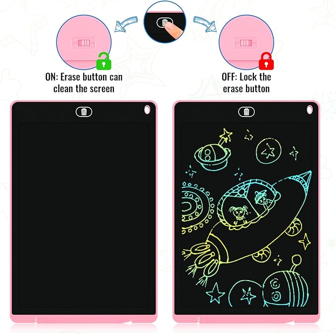 3 Pack 12 Inch LCD Writing Tablet for Kids, Colorful Doodle Board, Eye Protection Drawing Tablet with Lock & Erase FUNC, Birthday Gifts and Toys for 3-8 Year Old Boys(Blue, Pink, Purple)
