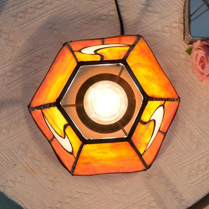 Mushroom Lamp Tiffany Stained Glass Moon lamp Cute Small Bedside Table Lamps for Living Room Home Decor,Girls Women Birthday Christmas Thanksgiving Day Gift,Orange