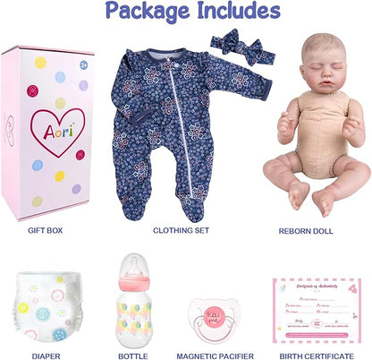 Aori 20 Inch Weighted Reborn Baby Doll - Hyper Realistic Lifelike Newborn Girl with Outfit, Collectible Soft Body Baby Doll for Girls Age 3 for Christmas/Birthday