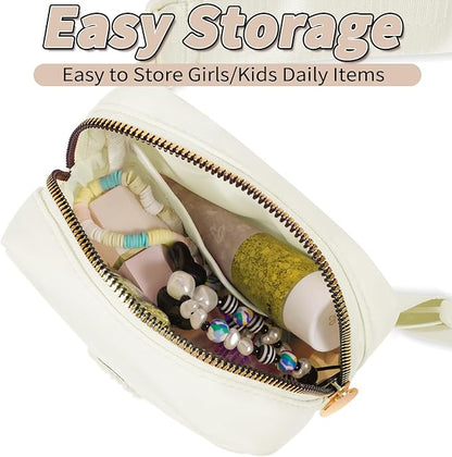 Party Favors Bags for Kids 4-8, Mini Fanny Pack Cute Crossbody Bags for Girls - Cream