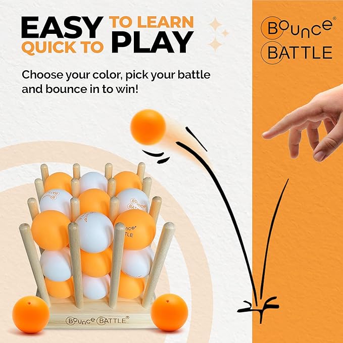 Wood Edition Game Set with 36 Battle Cards - an Addictive Game of Strategy, Skill & Chance - Multiplayer Fun Bounce Ball Games - Gifts for Teenage Boys & Girls