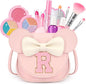 Kids Makeup Kit for Girls - 15 Pcs Real Washable Make Up Set - Non Toxic Toddlers Cosmetic with Letter Mouse Ear Purse - Dress up Birthday Gifts for 3 4 5 6 7 8 Years Old Girls - R