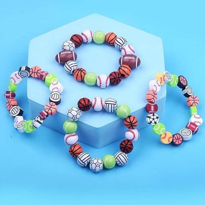 2480pcs Sports Ball Polymer Clay Beads Charms for Friendship Bracelets Making Kit Cute Fun Beads DIY Arts Crafts Birthday Gifts for Kids Girls Baseball Basketball Soccer Rugby Volleyball Football Bead