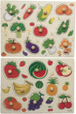 Home Learning Preschool Early Educational Development Colorful Fruit and Vegetables Wooden Peg Puzzle Jigsaw Bundle Shape Toys and Games for Age 3-7 Years Old Child Children Boys Girls