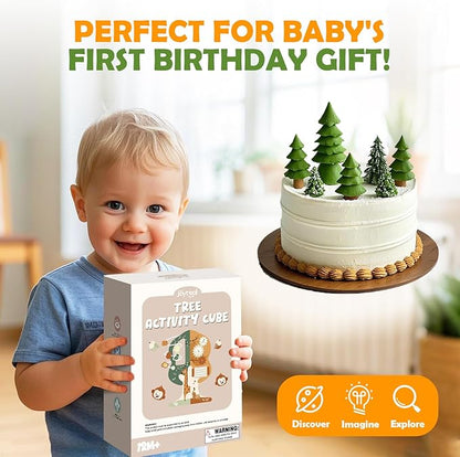 Joyreal Montessori Toys for 1 Year Old - 8-in-1 Wooden Activity Cube, Montessori Baby Activity Center for 1+ Year Old, Educational Toy for Toddlers, Ideal Gift for Boys and Girls with Seasonal Theme