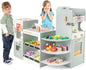 HONEY JOY Kids Grocery Store Playset, Wooden Play Store w/Coffee Maker & Vending Machine, Toddler Supermarket Checkout Stand w/Cash Register, Display Shelves, Play Food, Grocery Store Pretend Play