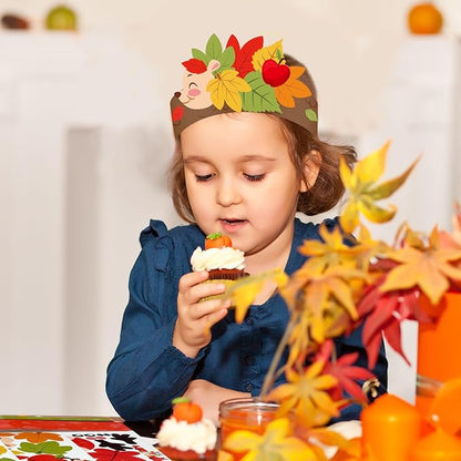 Cinrobiye 24 Sets Fall Crafts Kits Autumn Animal Paper Crown Craft Kit Bulk DIY Harvest Headbands Craft for Holiday Thanksgiving Birthday Party Favors Gift Home School Art Project Activity Game Prizes