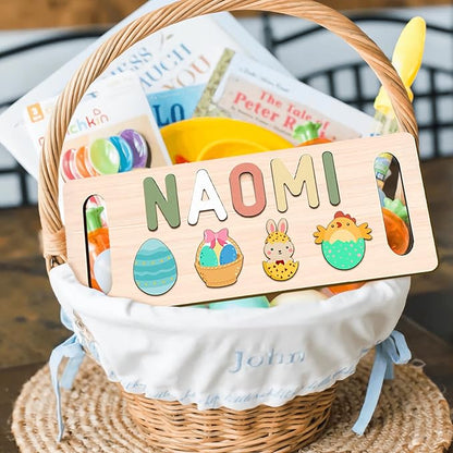 Name Puzzle for Kids Personalized, Custom Baby Gifts for Toddler 1-3, Wooden Alphabet Puzzle for Boy Girl 1st Birthday