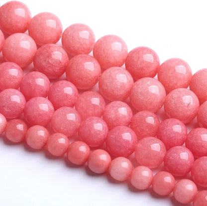 75PCS 10MM Natural Stone Pink Jade Beads Rhodochrosite Chalcedony Beads for Jewelry Making DIY Bracelet 2 Strands