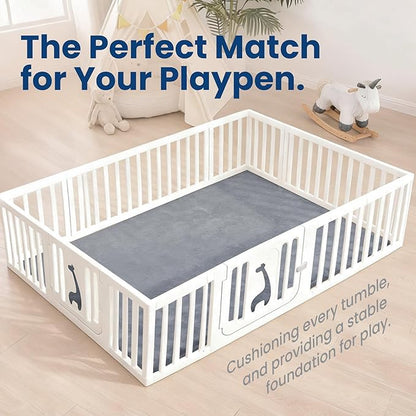 Baby Play Mat for Floor,1.3" Thick Elasti-Foam 50"×74" Playpen Mat for Tummy Time,Water Repellent Soft Coral Velvet for Toddler,Infant,Kids,Non-Slip Backing Safe for Crawling(Dark Grey)