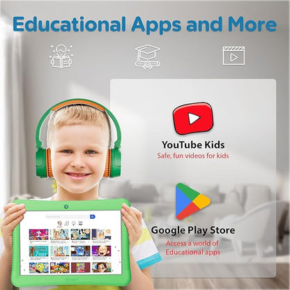 Contixo 10" Android Kids Tablet Bundle - 32GB, 80+ Disney Storybooks ($350 Value), Parental Controls, Kid-Proof Case w/Kickstand & Stylus, Headphones & Sleeve Bag - Green