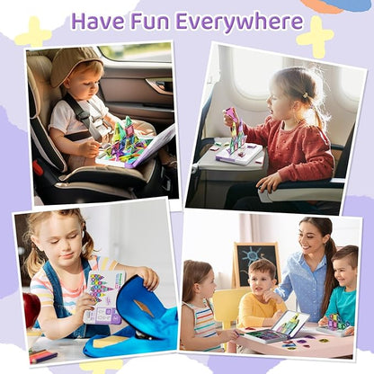 Mini Magnetic Tiles Building Blocks 40PCS - Montessori Educational Magnet Travel Construction Set with Iron Storage Box, Airplane Activities Toys, Toddler Birthday Gift for Boys & Girls Ages 3-8
