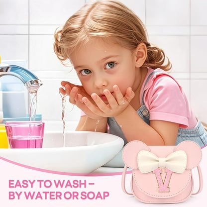 Kids Makeup Kit for Girls - 15 Pcs Real Washable Make Up Set - Non Toxic Toddlers Cosmetic with Letter Mouse Ear Purse - Dress up Birthday Gifts for 3 4 5 6 7 8 Years Old Girls - V