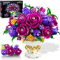 Purple Rose Flower Building Set with Vase, 969 PCS Botanicals Flowers Bouquet Building Block Kit, 18 Rose Bonsai Plant Collection Home Decor, Birthday Gift for Adults Women Boys Girls 12+
